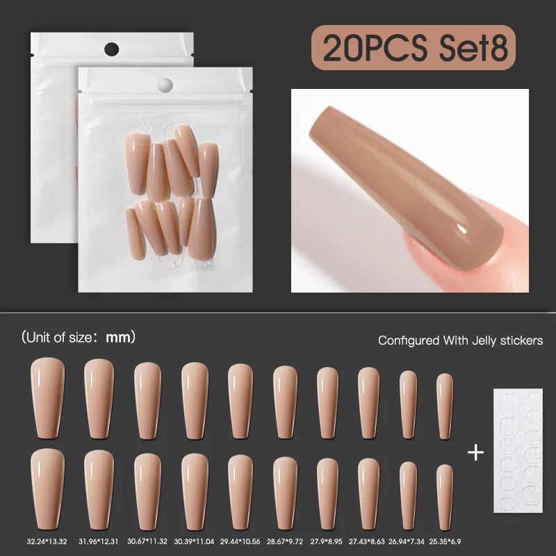 Набор накладных ногтей для французского маникюра, с наклейками