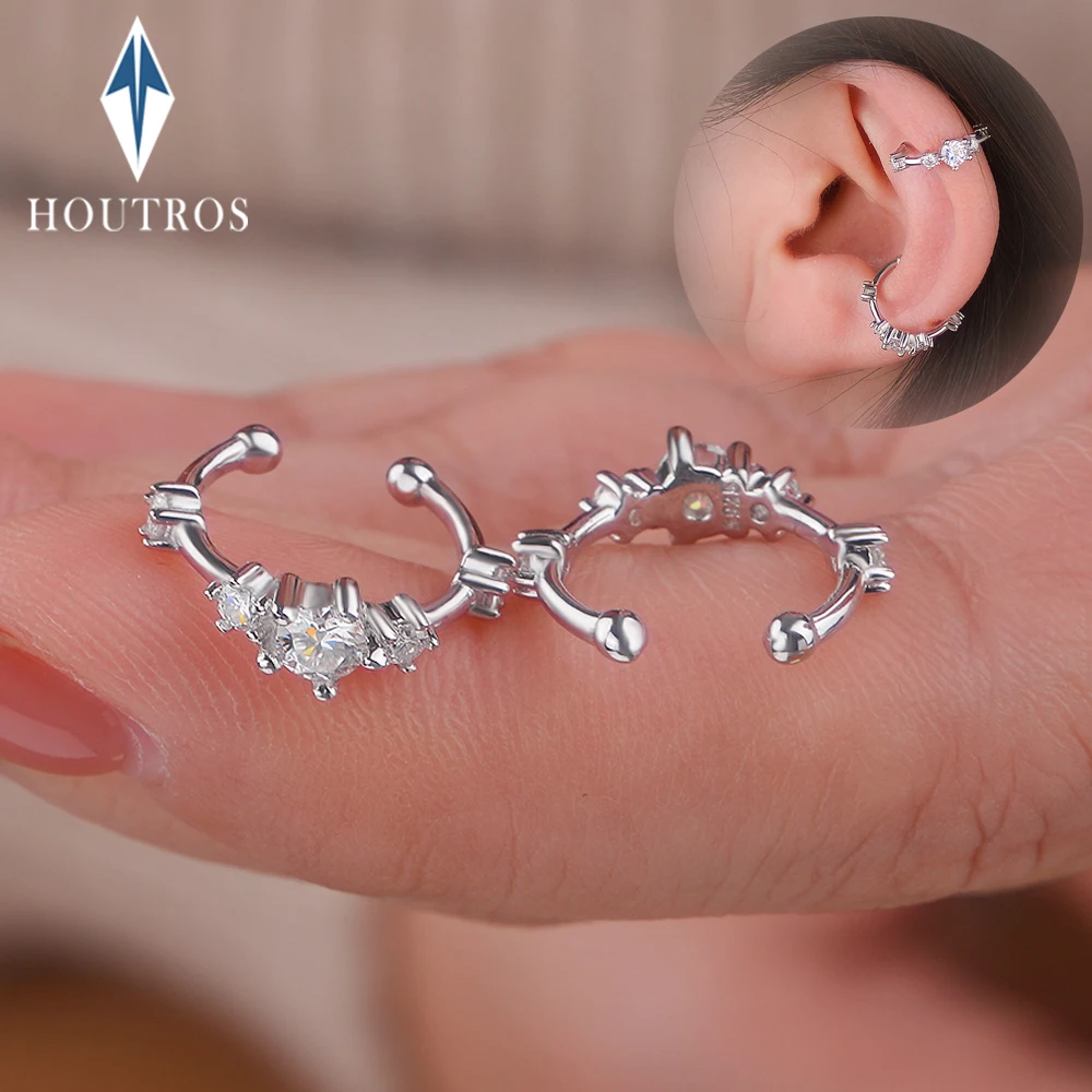 

Real Full Moissanite Diamond Clip Earrings for Women 925 Sterling Silver Party Hip Hop Stud Earrings Jewelry Anniversary Gift