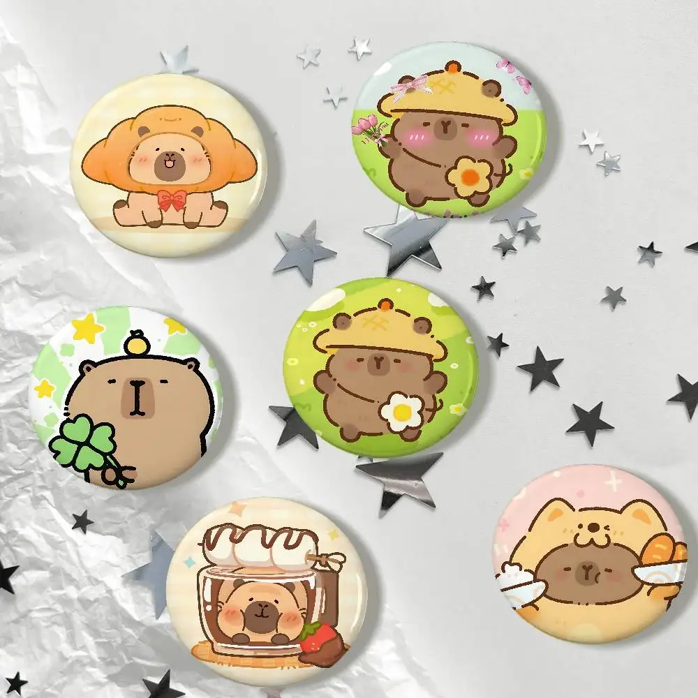 Cute Cartoon Capybara Exquisite Tinplate Brooches Sleek Badge Lapel Pins For Bag Accessories Practical Souvenir Gifts