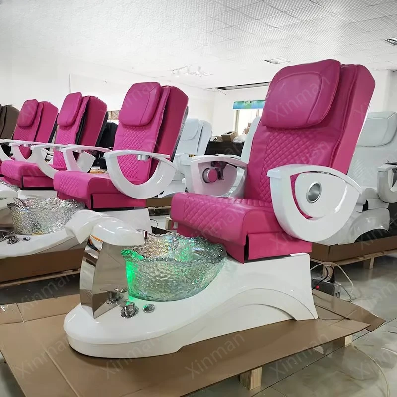 High-end dark red foot recliner with massage pedicure integrated foot bath chair electric foot spa manicure chair