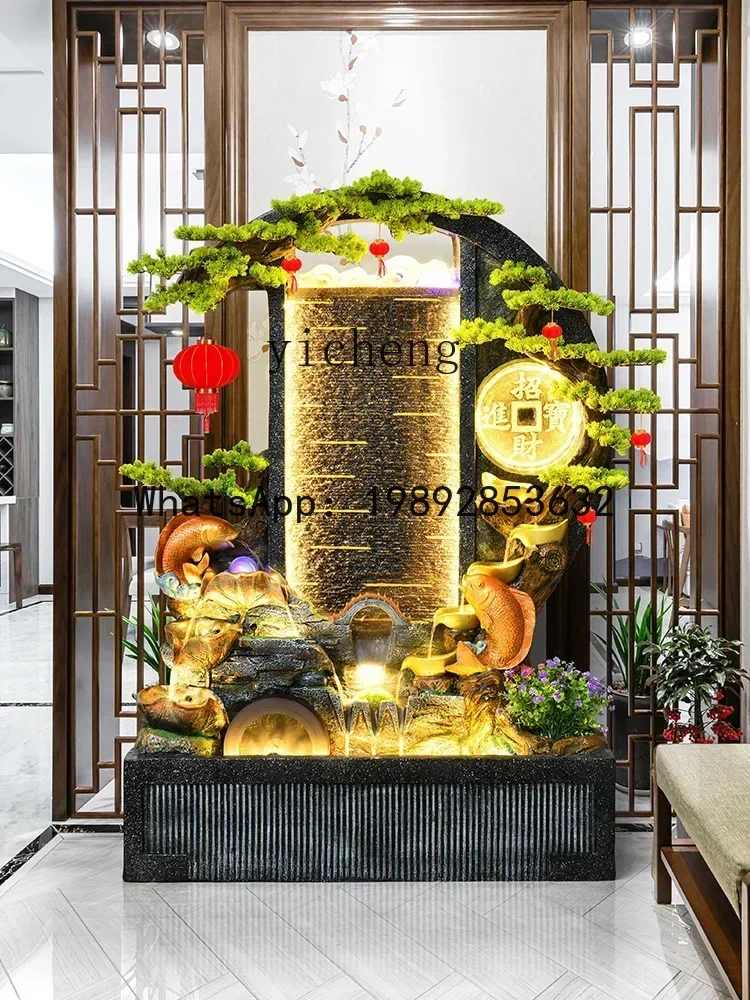 

BJ Times come and go, flowing water ornament, round water curtain wall, living room front desk entry balcony ornament