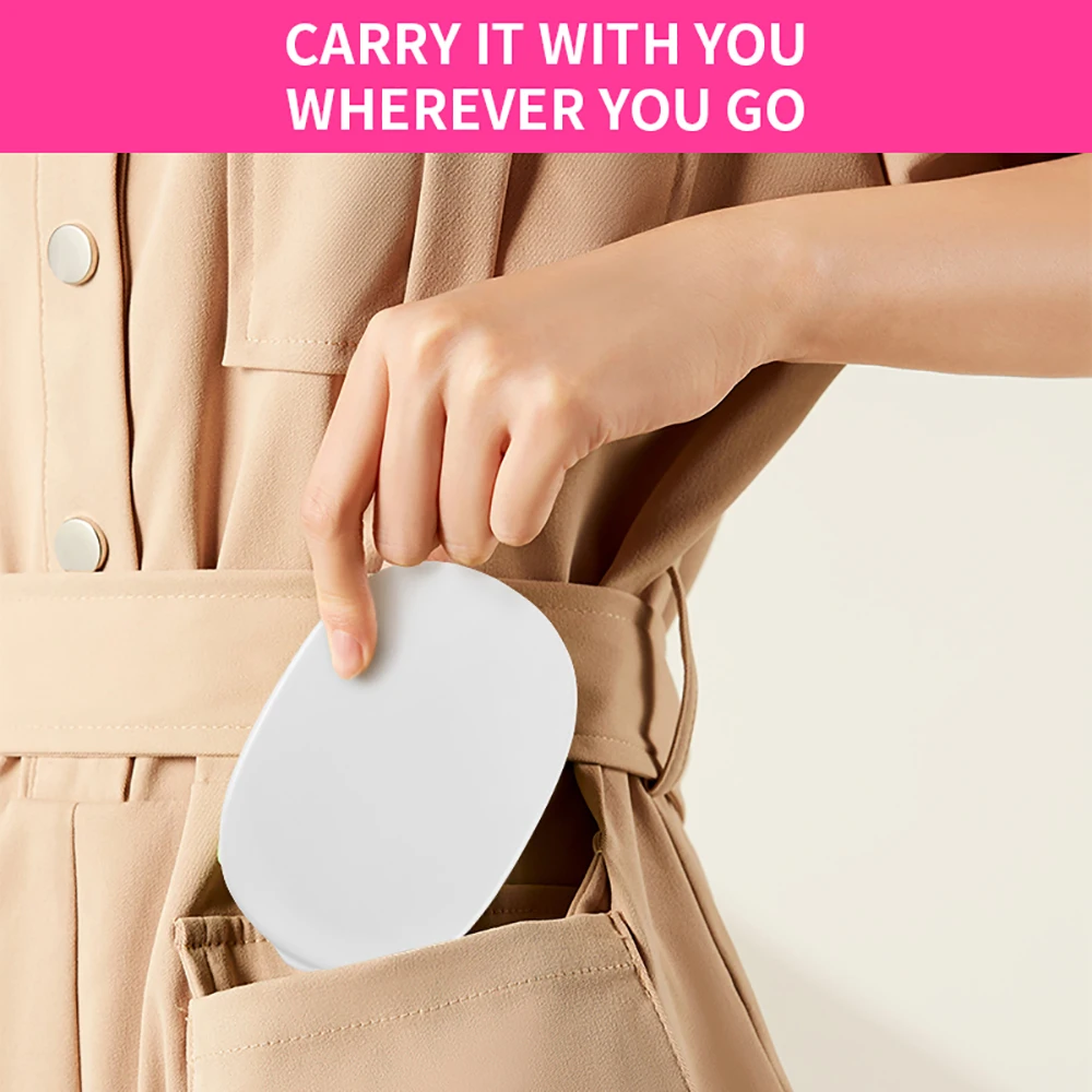 Flip Makeup Mirror with White Warm Dimmable LED Lights, 3X Magnification Oval Vanity Mirror, USB Rechargeable Portable Travel