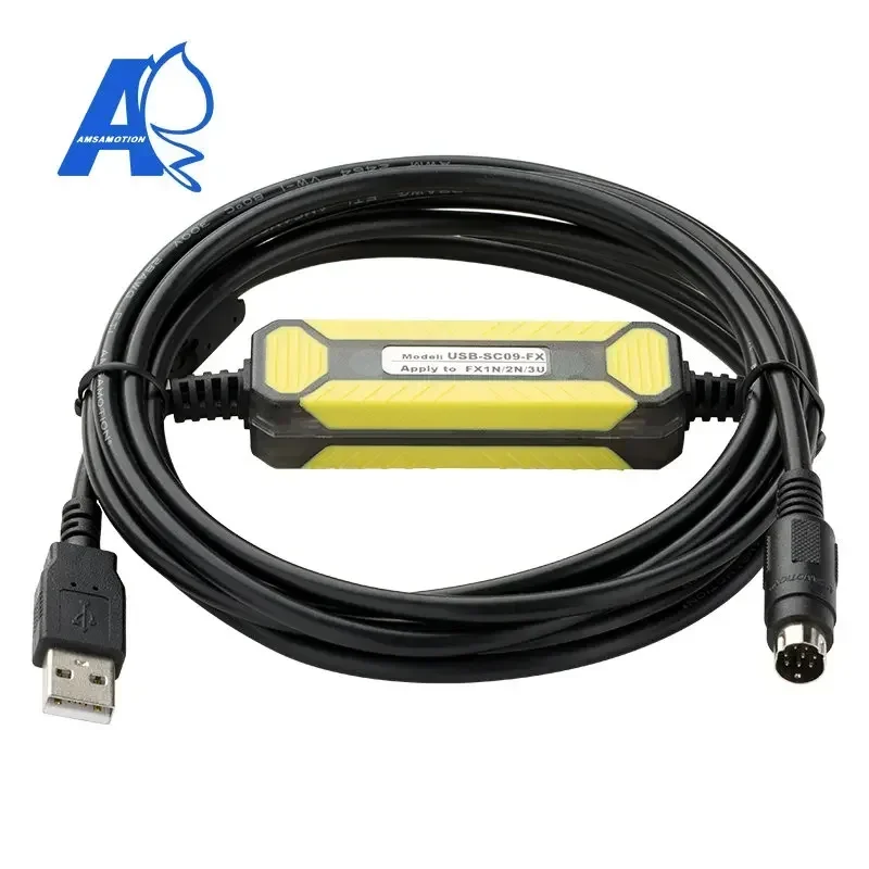 AMSAMOTION USB-SC09-FX Programming Cable For Mitsubishi PLC Compatible With FX-USB-AW  FX2N/FX1N/FX0N/FX0S/FX1S/FX3U