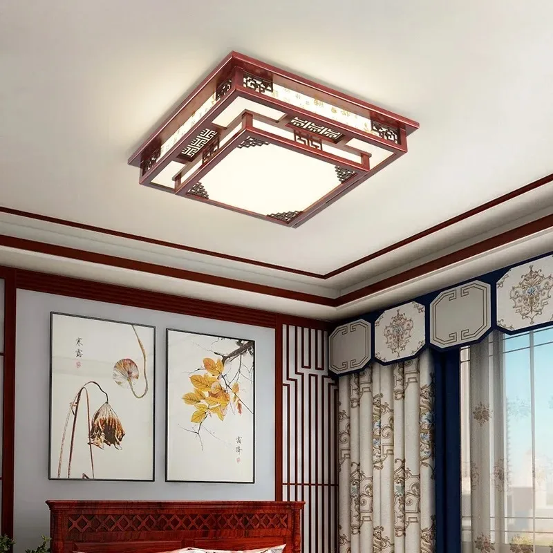 Chinese/JapaneseOriental  Style Ceiling Lamp Led Mahogany Finish Wooden Light Ceiling Lamps Home Living Room Modern Decorations