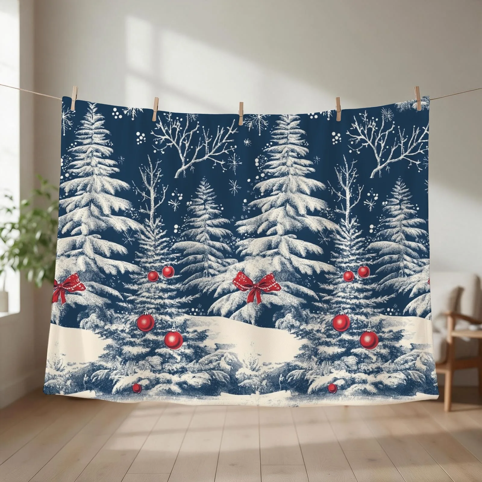Classic Blue and White Christmas by NoarusRainbowLand - Timeless Holiday Patterns 2024 Throw Blanket
