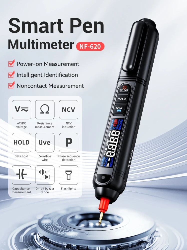 NF-620 Smart Pen Multimeter Power-on Intelligent Identification Non Contact AC DC Voltage Resistance Measurement
