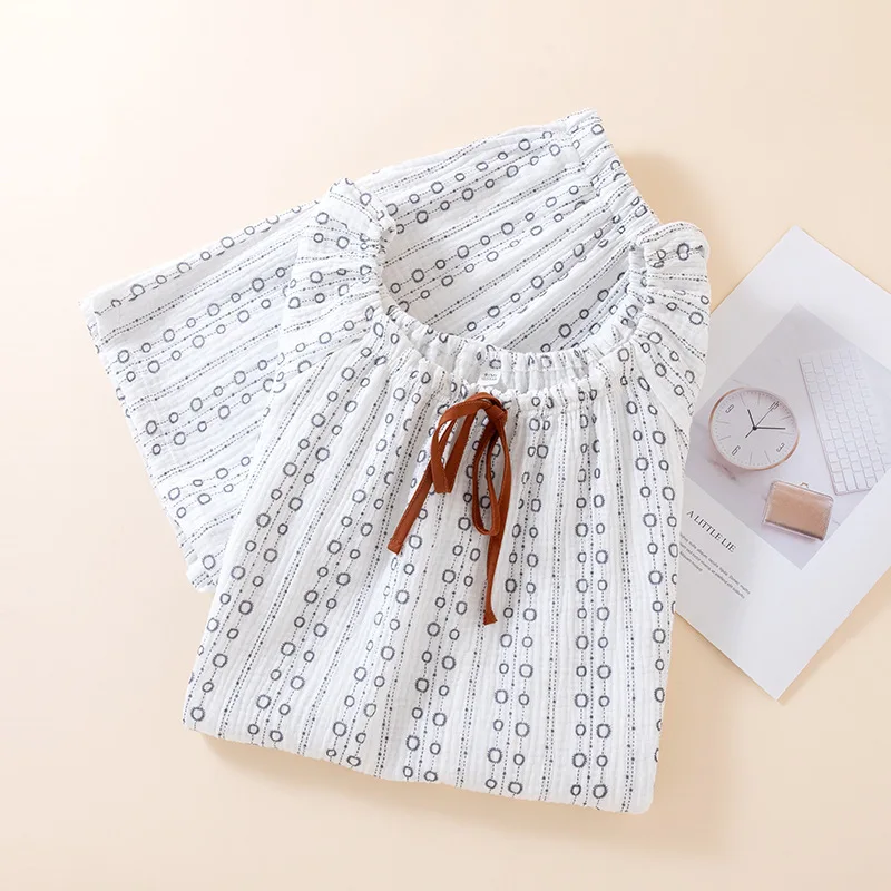 

2026 Новый летний женский пижамный комплект из 100% хлопка, креп, шорты с короткими рукавами, комплект из двух предметов, крутая домашняя одежда для отдыха в богемном стиле