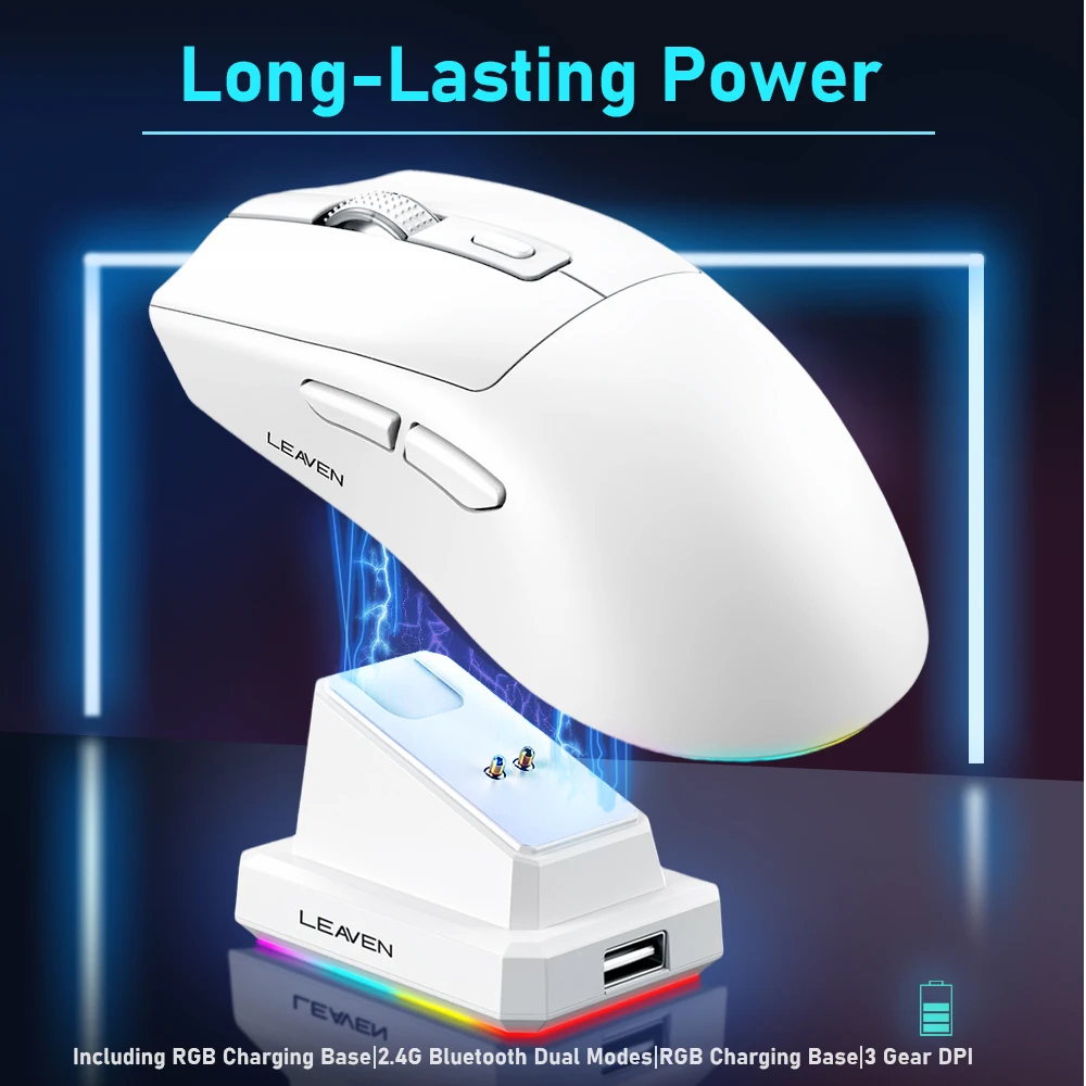 

Беспроводная мышь Bluetooth 2,4G, двойной режим, перезаряжаемая, с зарядной док-станцией, подсветкой, светодиодной подсветкой, экономичная для портативных ПК Mac ​