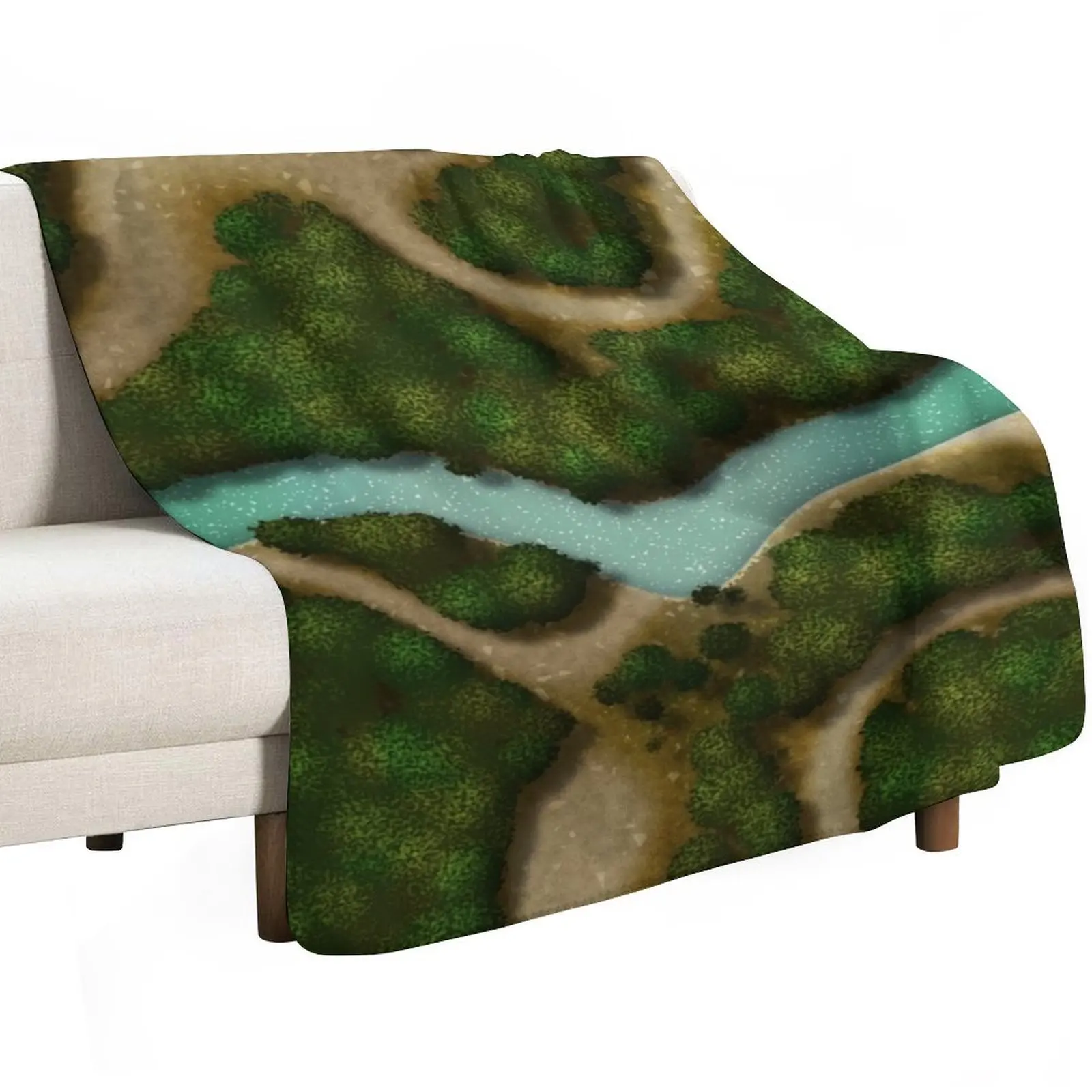 Forest Trails and Stream 002 Battle Map for Table Top RPG Miniatures Throw Blanket Men's Soft Warm Throw Blanket for Couch