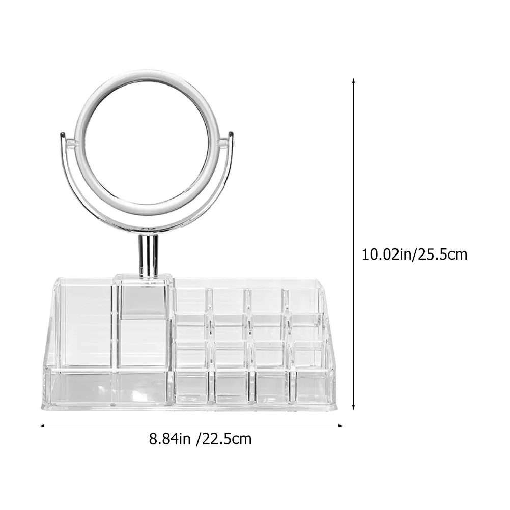Organizer Desktop Storage Case with Built-in Mirror Smooth Rounded Design Fine Workmanship Premium Material for Makeup