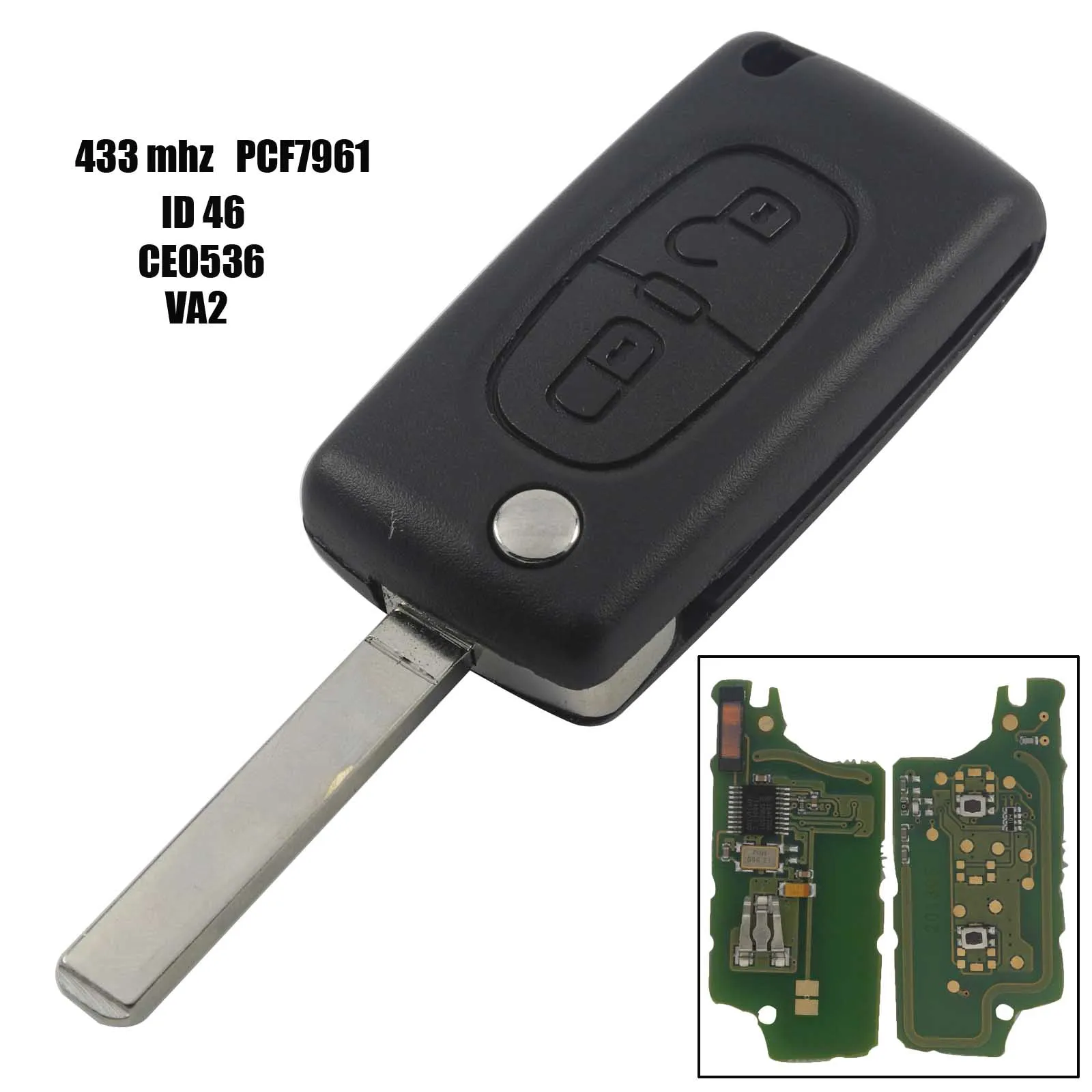 Jingyuqin uzaktan katlanır araba anahtarı ASK/FSK Citroen C3 C4 için 434MHZ Citroen Citroen C5 C6 C8 Picasso Picasso Peugeot 107 207 307S 308 2BTN