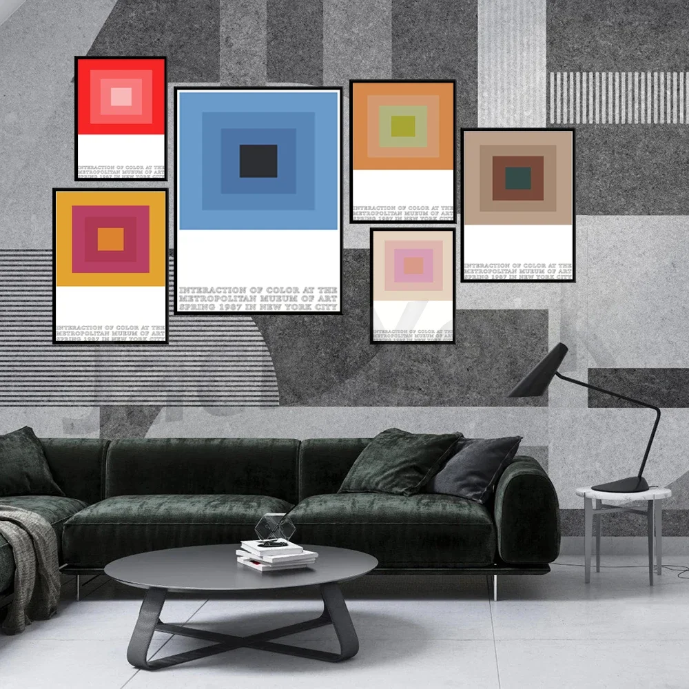 Bohemian color block print, museum abstract artwork, mid century modern decorative poster home decor
