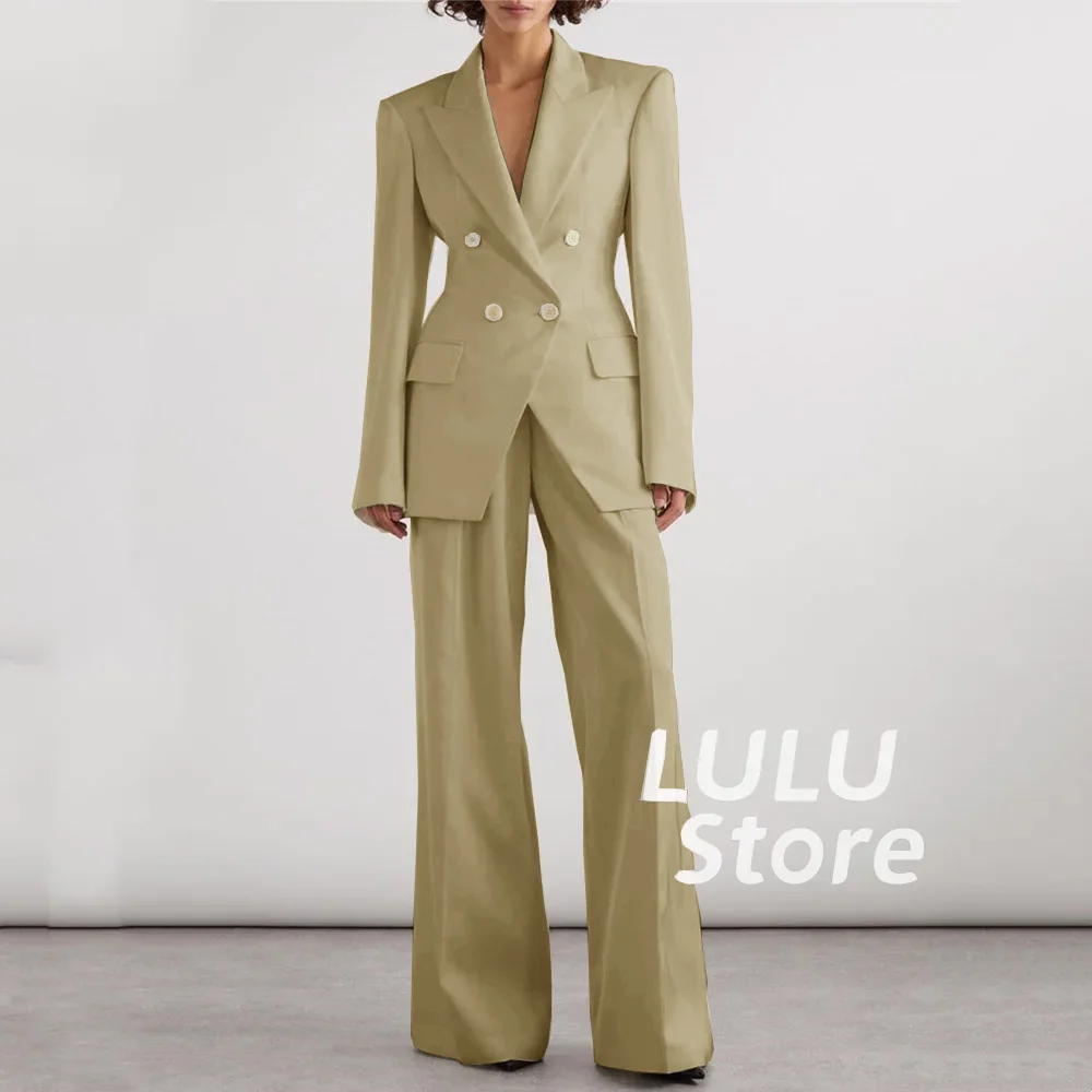 Women Suit Set Luxury White Notched Lapel Double-Breasted Tailor-made 2 Piece Jacket Pants Set Lady Party Prom Evening dress