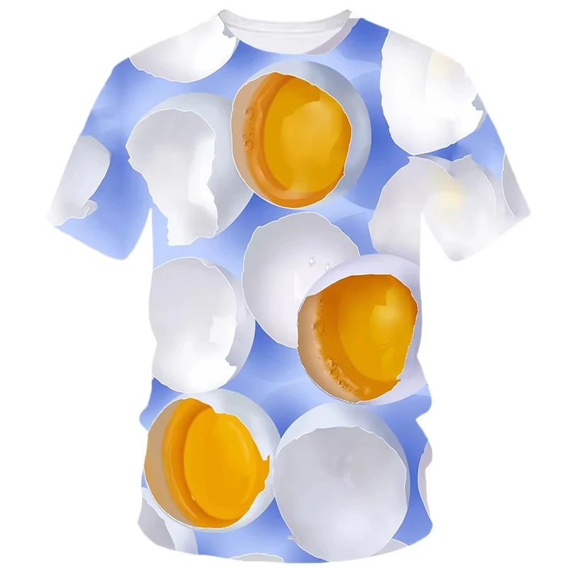 

Funny Egg Pattern T-shirt 3D Printing Food Short Sleeve Round Neck Cool Design T Shirt For Men Streetwear Oversized Tee Shirts