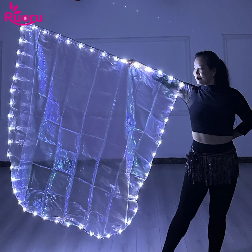 Ruoru 1 قطعة 140*140 سنتيمتر اكسسوارات الرقص الشرقي Led أعلام العمل ل مرحلة الرقص الأداء الدعائم الثناء الرقص حفلة عيد الميلاد #1