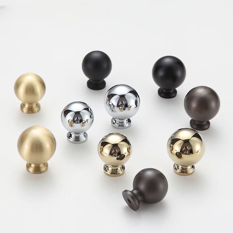 Round ball handle cabinet door brass French silver wardrobe circular single hole black drawer cabinet gold handle