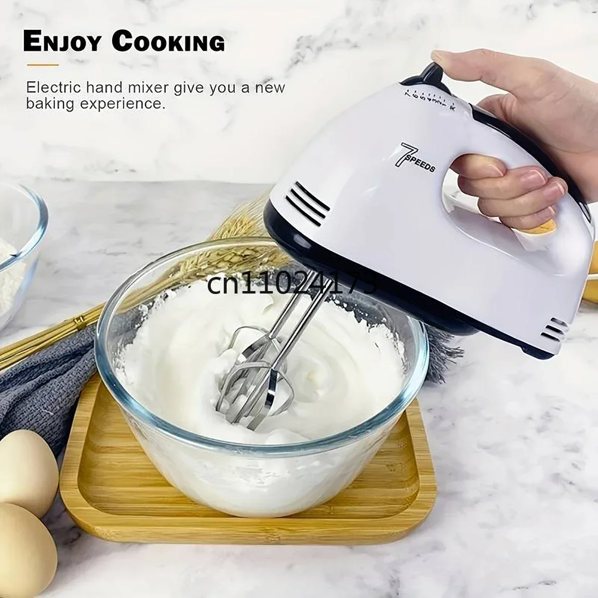 Handheld Electric Egg Beater, Household Automatic Mixer, Handheld Food Cake Bread Baking Dough Mixer, 7-speed Cream Blender