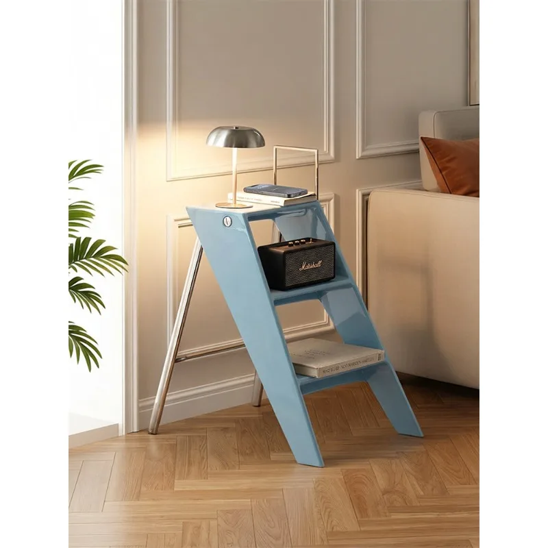 Folding Step Ladder Stool Multifunctional Creative A Frame Ladder with Storage Shelf Foldable Space Saving Home Kitchen Rack