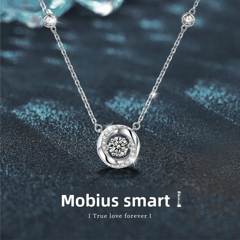 0.5Ct D Color Moissanite Mobius Pendant Necklace - S925 Sterling Silver Infinity Jewelry