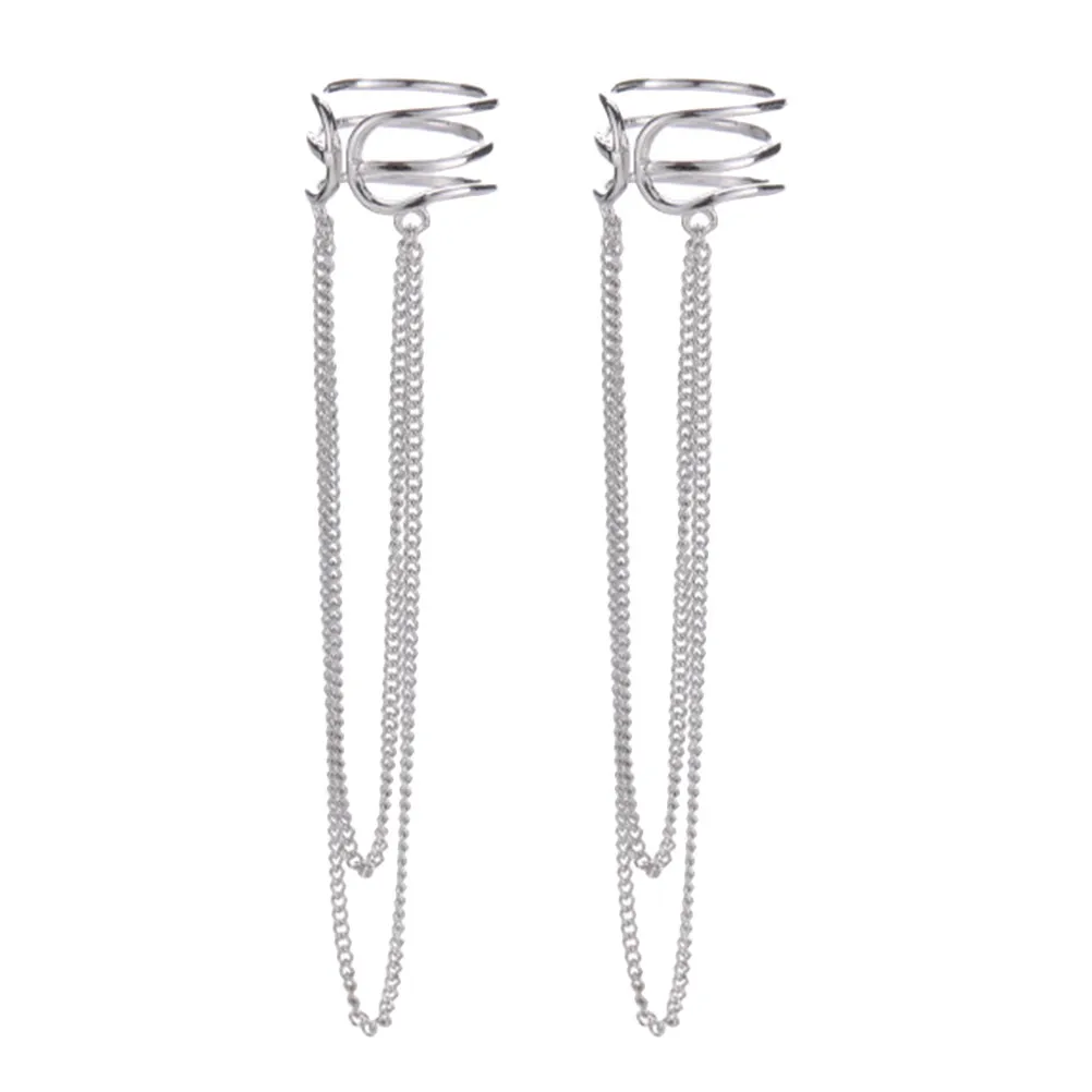 

Earrings for Women Dangling Tassel Dangle Decorative Cuff Silver Ladies Ringsfor