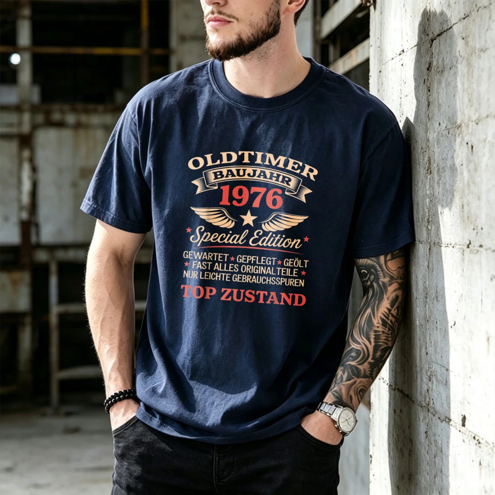 Antique Aged Auto Style 1976 Special Edition German Print Tops Fun Aging Joke Apparel for 1976 Birth Year Family Holiday Tees
