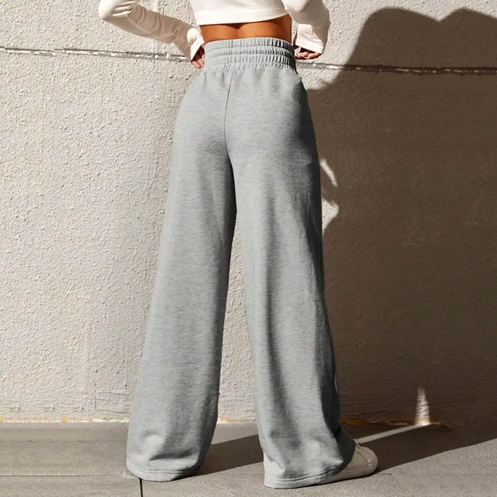 

Solid Color Pants Comfortable Women's High Waist Sport Pants with Adjustable Drawstring for Outdoor Activities Leisure Loose Fit