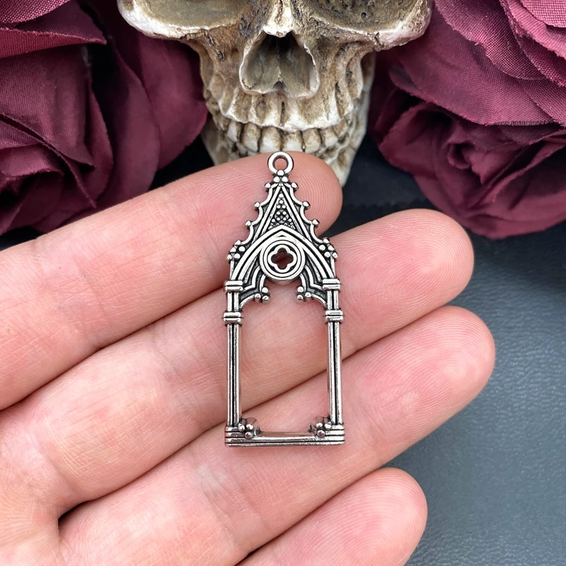 5pcs 47*19mm Gothic Vintage Hollow Out Castle Church Charms Pendant Designer Charms Fit Jewelry Making DIY Jewelry Findings