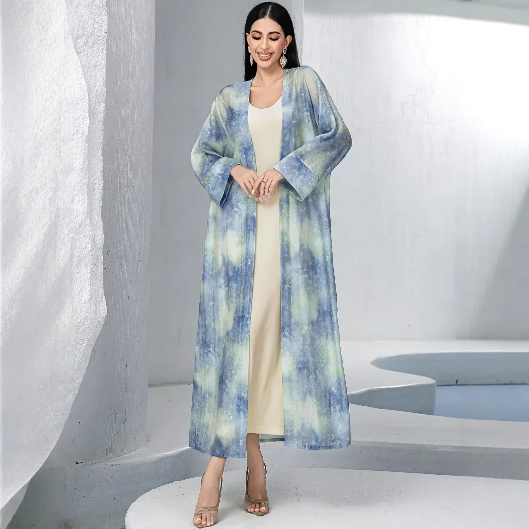 

Дубайский турецкий комплект из 2 предметов: абайя и внутреннее платье для мусульманок, открытый кардиган-кимоно, исламская одежда для Рамадана