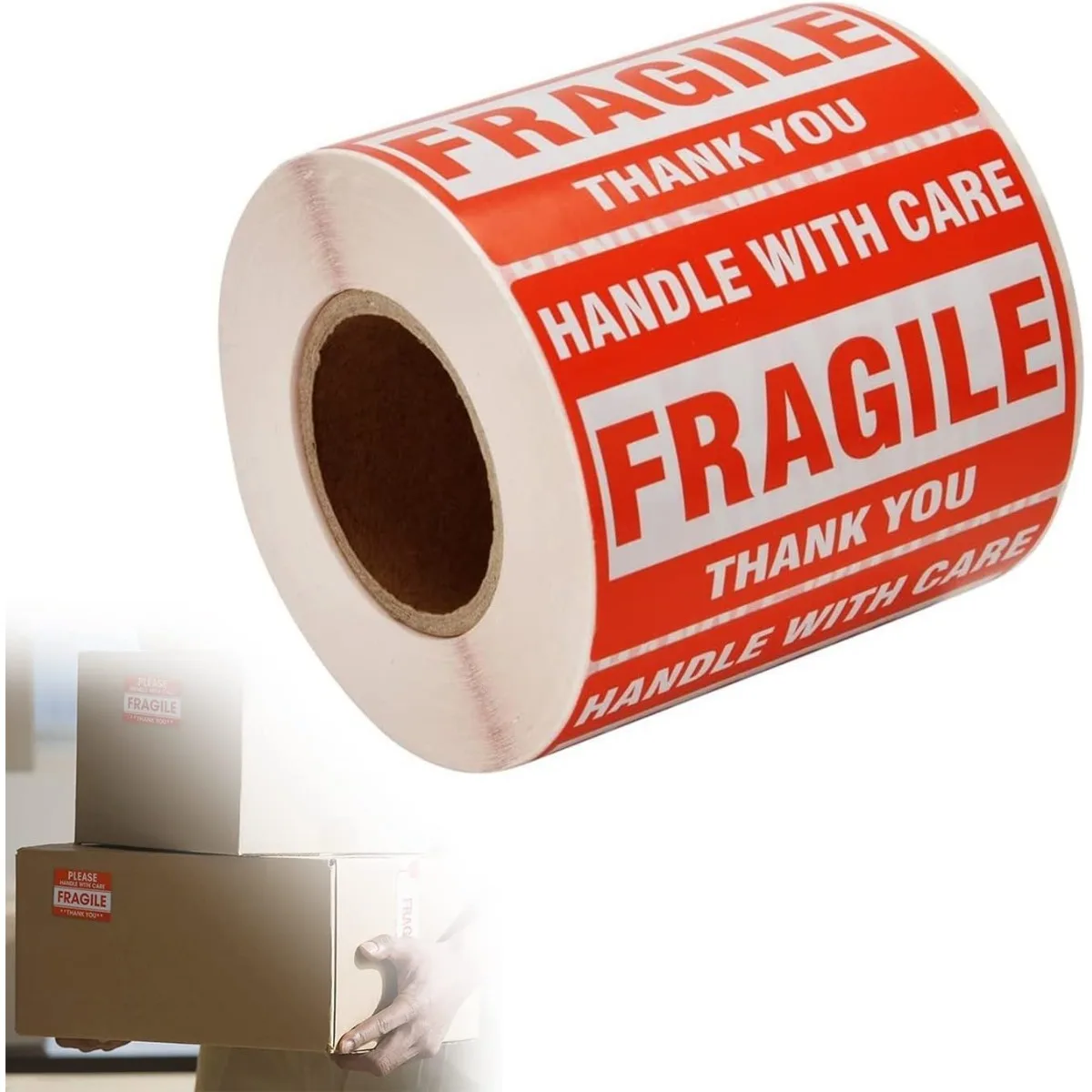 25x45/76x50mm Fragile Labels Waterproof/Tear-Resistant Stickers Thanks Icons for Logistics/Glass/Furniture/Electronics