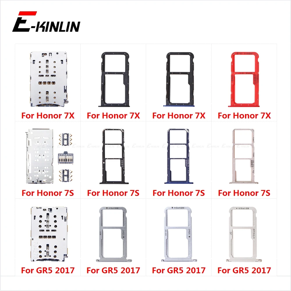 Micro SD Sim Card Tray SocketContainer Adapter Reader Holder Slot Connector For HuaWei Honor 7X 7S GR5 2017 BND-L21 L22 L24