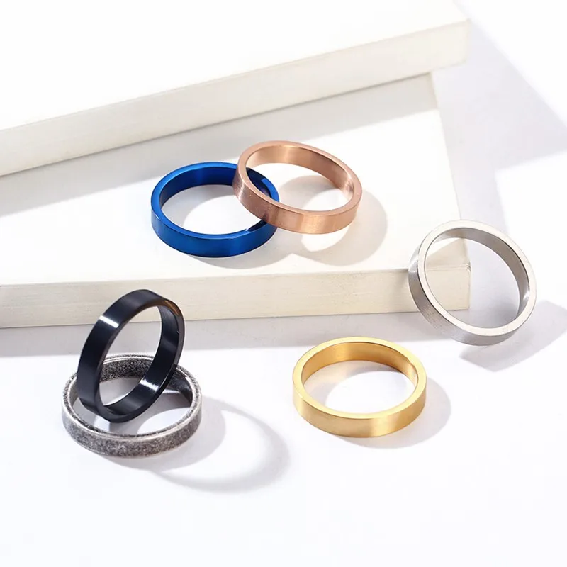 4mm Stainless Steel Matte Ring Wedding Band for Women Men Size 5-12