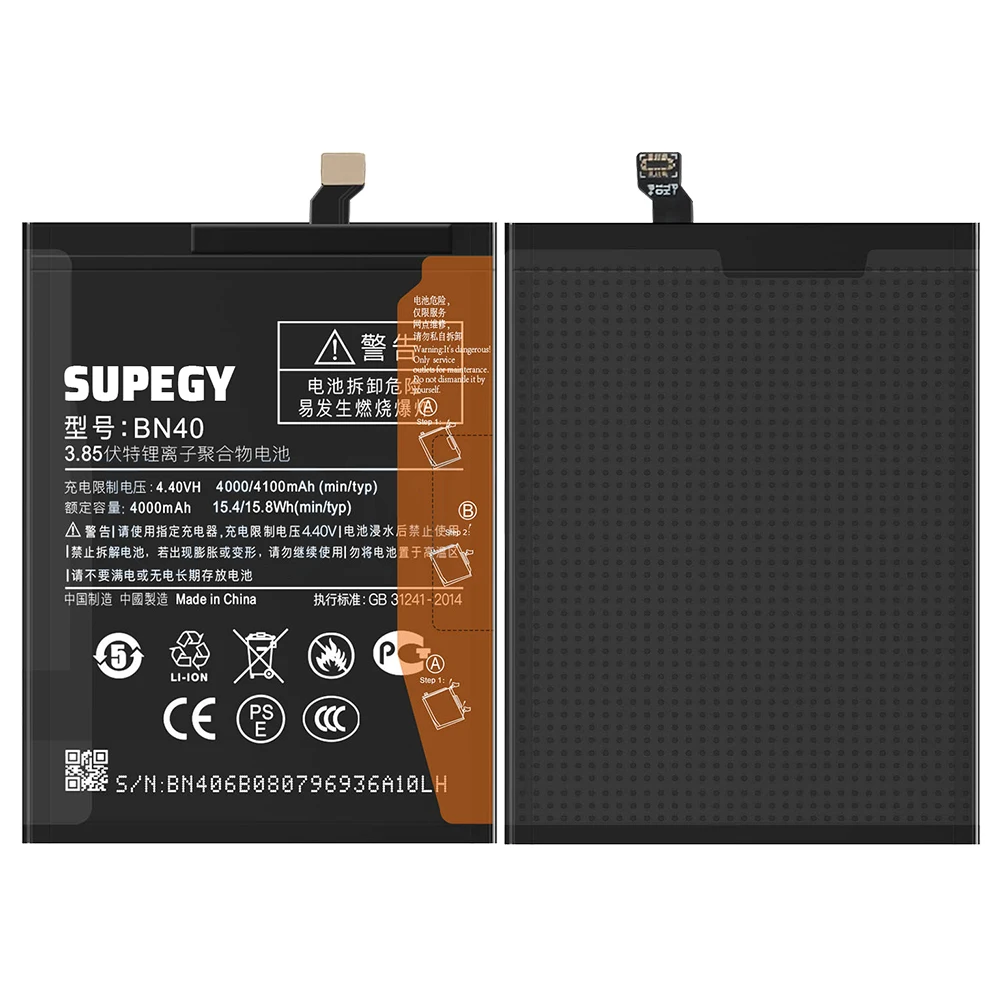 SUPEGY 2026 Years 100% New 4100mAh High Quality BN40 Battery For Xiaomi Redmi 4 Pro 4Pro / Prime 3G RAM 32G ROM Edition Phone