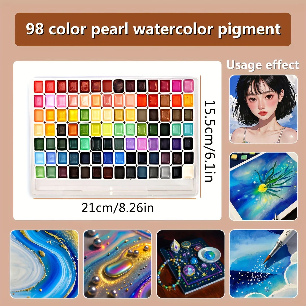 98-Color  Watercolor Paint Set, Portable and Lightweight, High Solid Pigment,  Suitable for Artists