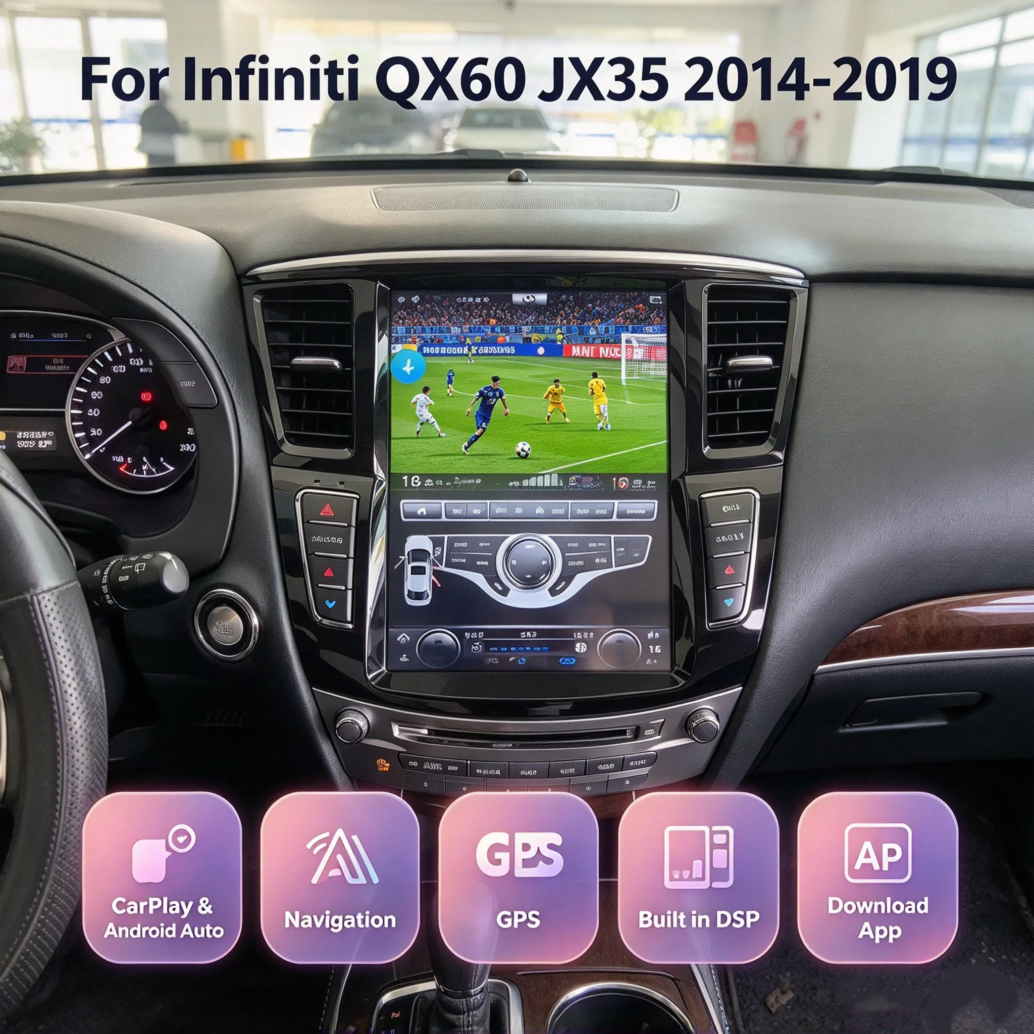 256gb Radio For Infiniti QX60 JX35 2014-2019 Android 15 Touch Screen Car Navi Multimedia Player Wireless Carplay Tape Recorder