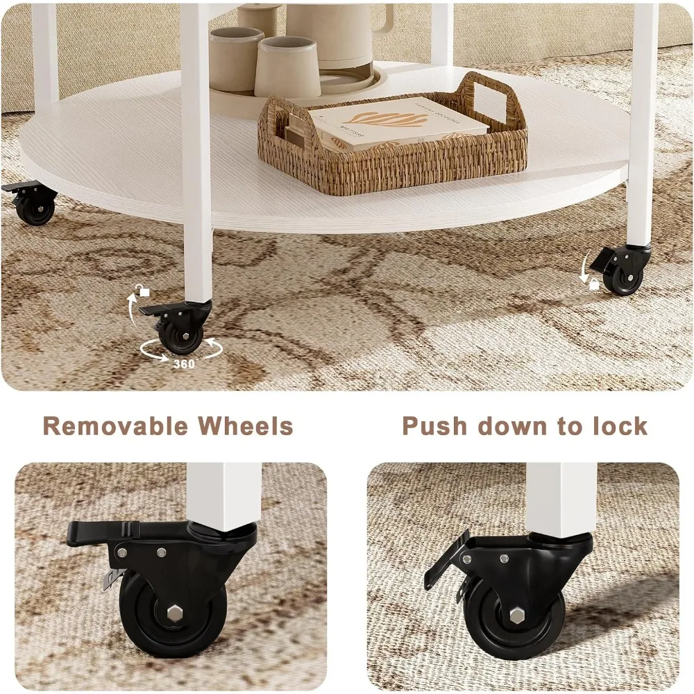 Round Lift Top Coffee Table with Wheels, Circle Center Table with Storage and Compartment, 26.77’’ Rolling Coffee Tables