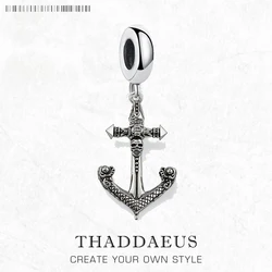 Skull Anchor Pendant Dangle Charm New Fine Jewelry Real 925 Sterling Silver Rebel Stree Punk Gift For Women Men