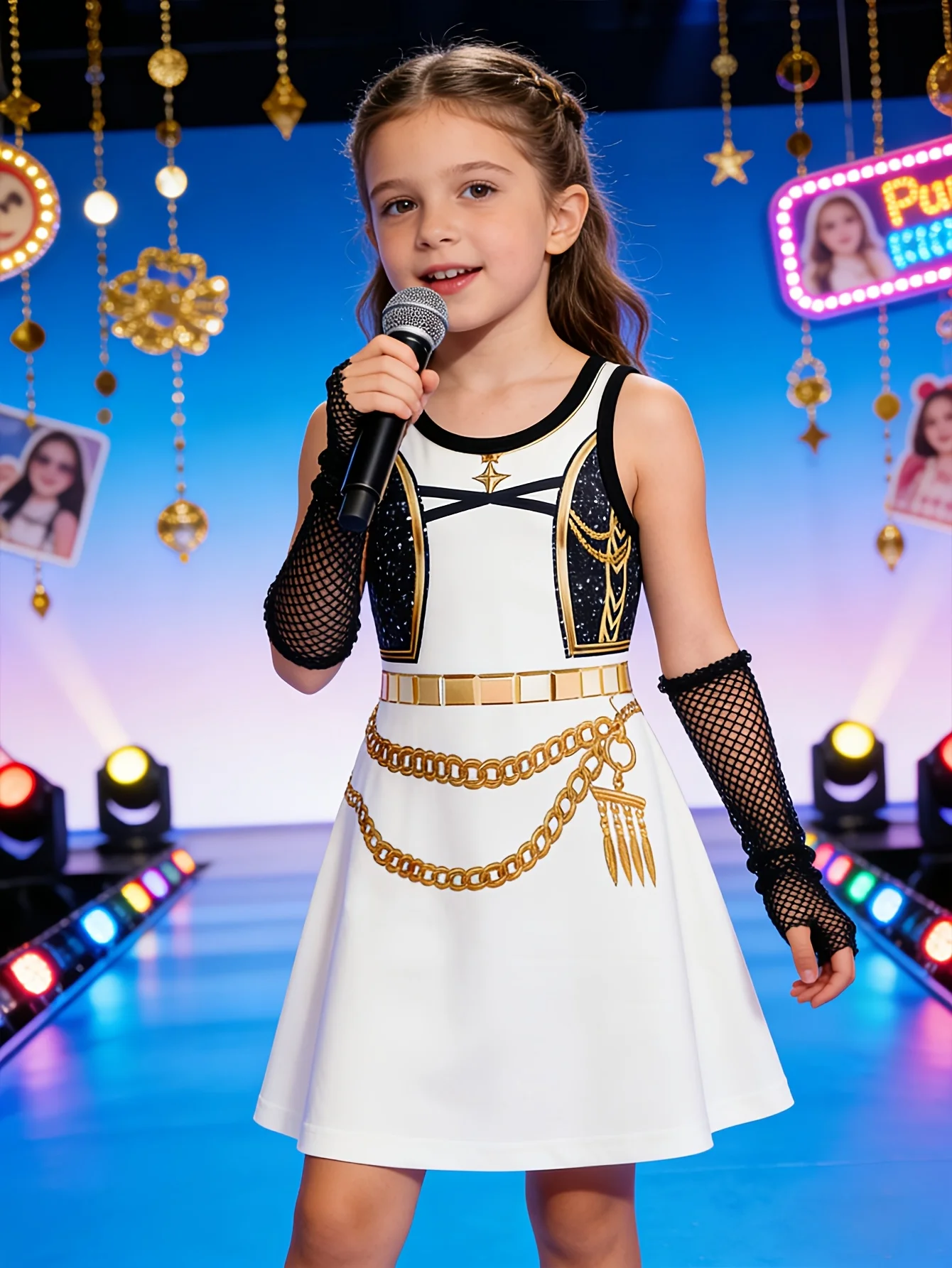Girls' Tank Top Dress Stage Performance Summer Printed Sleeveless A-line Casual College Style Dress image 2