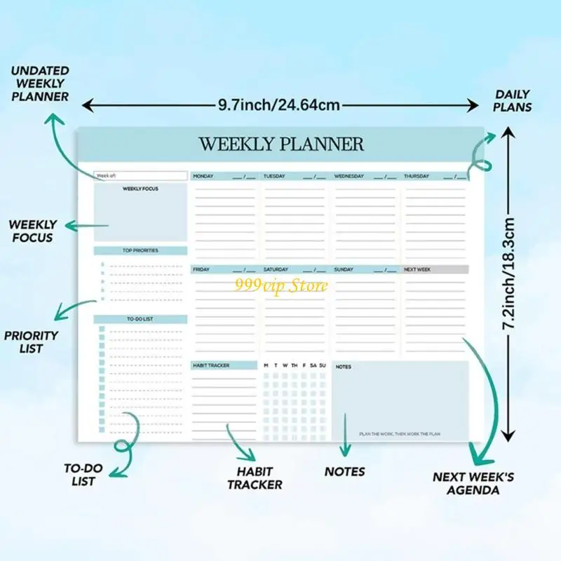 C90C Notebook Planner Weekly Planner 104 หน้าไม่ระบุวันที่สำหรับครูนักเรียน Twin Coil Binding