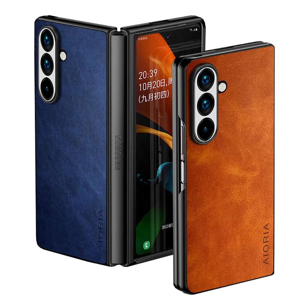 Funda para Samsung Galaxy Z Fold 6 7 5 4 3 Fold6 5G coque funda protectora de cuero Vintage de lujo funda para samsung z fold 7