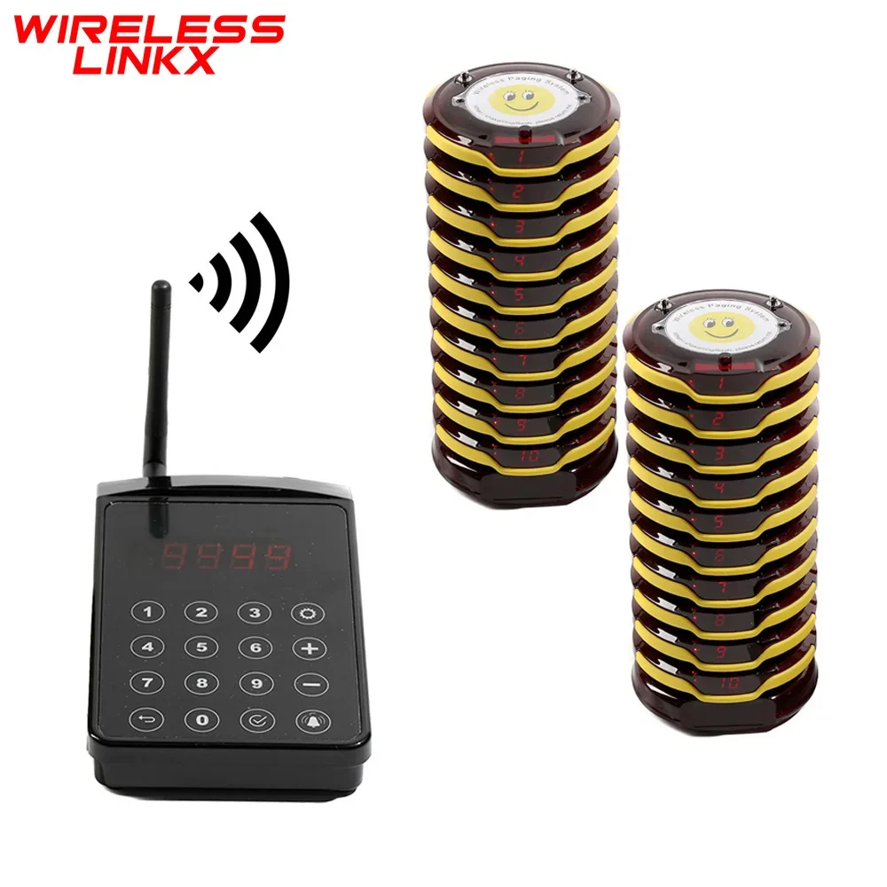 Wirelesslinkx Restaurant Guest Paging System Waterproof Round Food Coaster Paging Devicefor Food Truck / Court Office