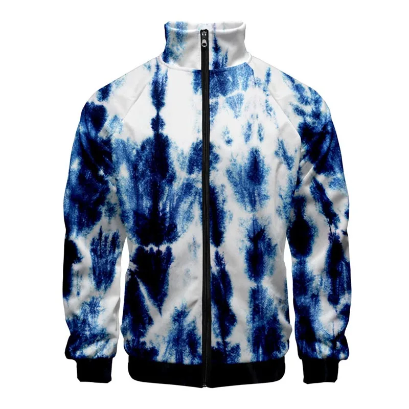 

Newest Tie-dye Pattern 3D Stand Collar Men Women Zipper Jacket Clothing Casual Long Sleeve Jacket Coat Mens Clothes Spring Coats