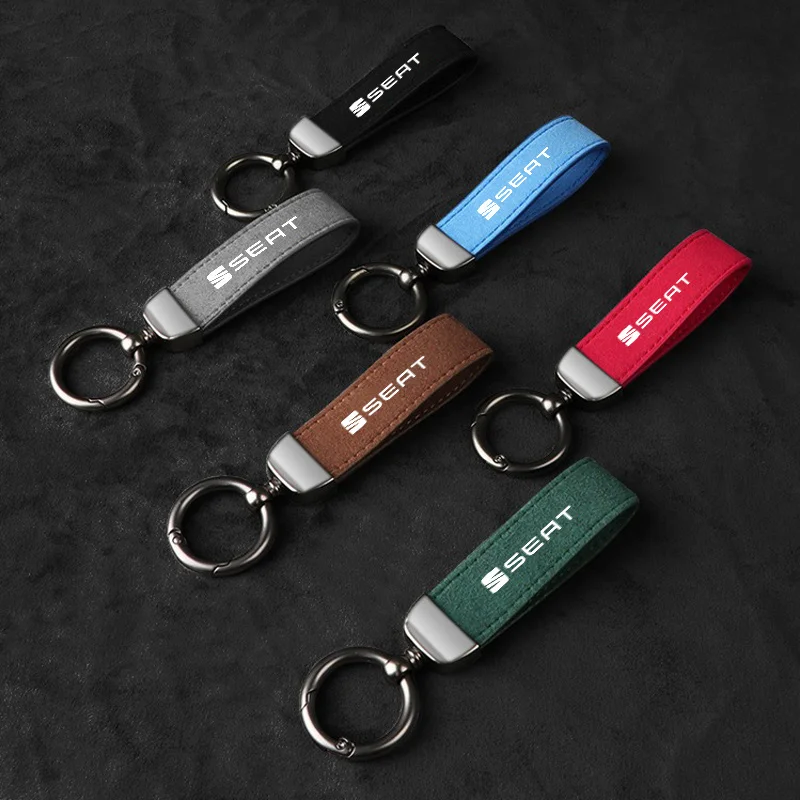 Suede Car Logo Keychain Metal Leather Key Ring For Seat Ibiza FR Ateca Altea Leon Alhambra Exeo Arona Toledo Cupra Mk3 Mk2 Mk1