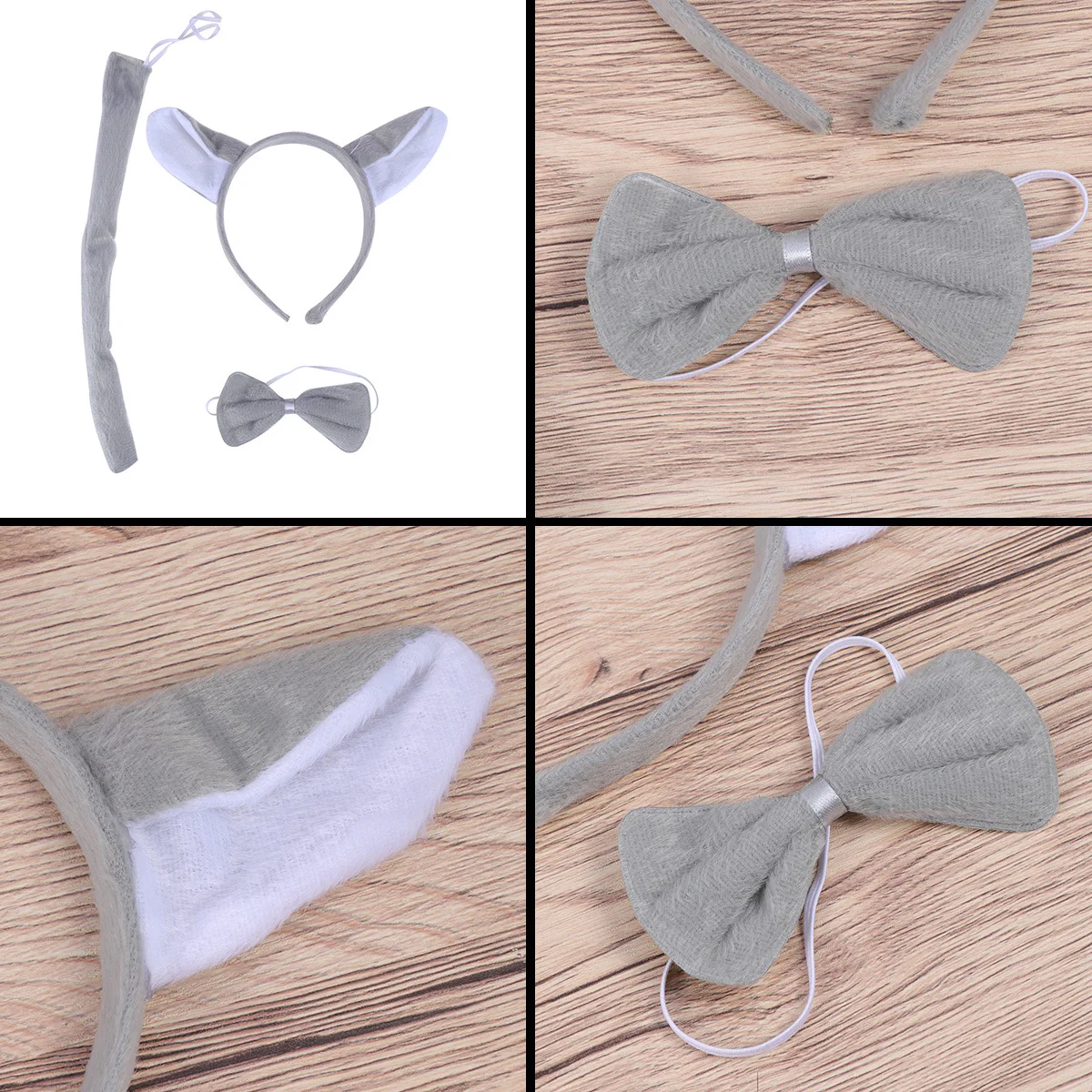 

3Pcs Werewolf Themed Headband Kit for Adults Children Halloween Dress Up Includes Ears Bowtie and Tail Costume Addon