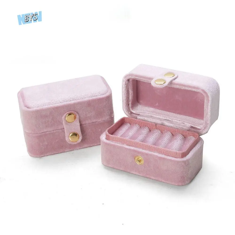 

Бархатная коробка для колец в стиле ретро, изысканный органайзер для ювелирных изделий, мини-коробка для хранения колец, чехол для заклепок, держатель для колец, сережек, коробка для хранения ювелирных изделий