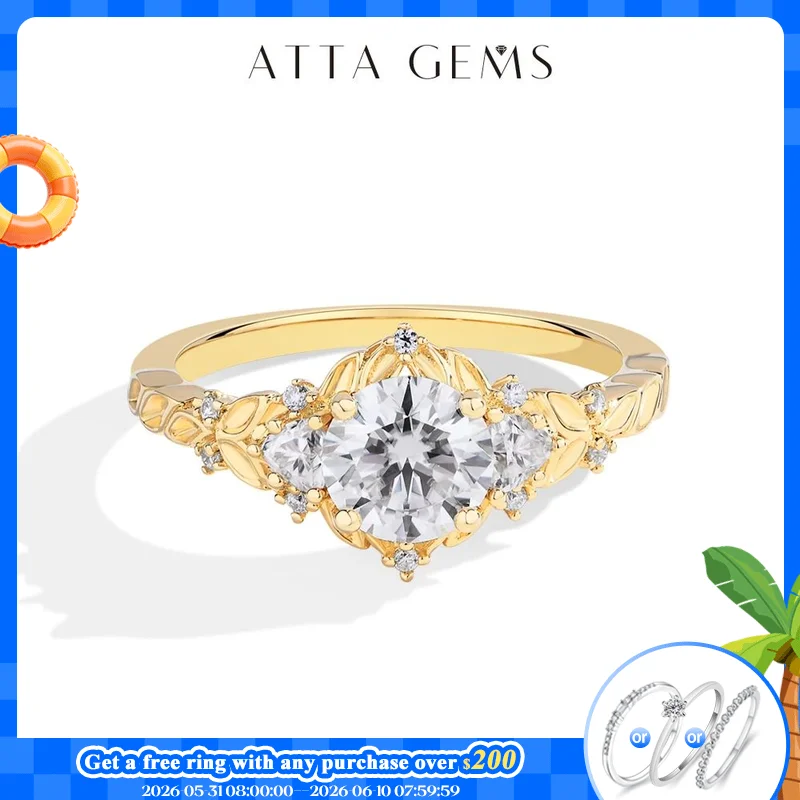 

ATTAGEMS 2025 Luxury Moissanite Ring 1CT D VVS1 Diamond Round Cut S925 Sterling Silver Engagement Wedding Jewelry for Women Gift