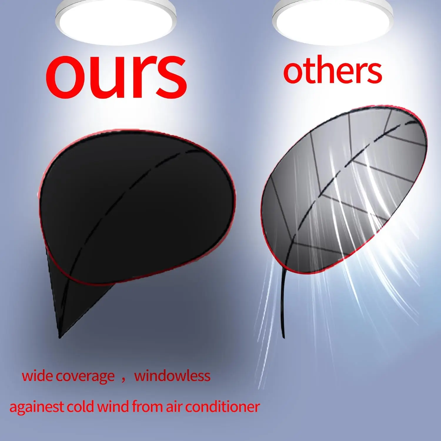 65" Office Cubicle Desk Shade for Light Sensitive Workers, Blocks Overhead Light, Ideal for Desks Black