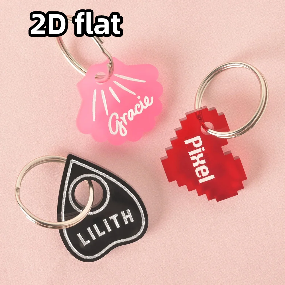 Personalized Pet Tag for Small Dog and Cat, Custom ID Tag with Pixel Heart Design, Adjustable Collar Charm for Pets