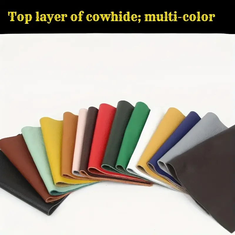 Cuero genuino, patrón de lichi de colores, cuero de piel de vaca de capa superior, bolso de cuero DIY hecho a mano de 1,5mm, bolso de tarjeta, cojín de mesa leat