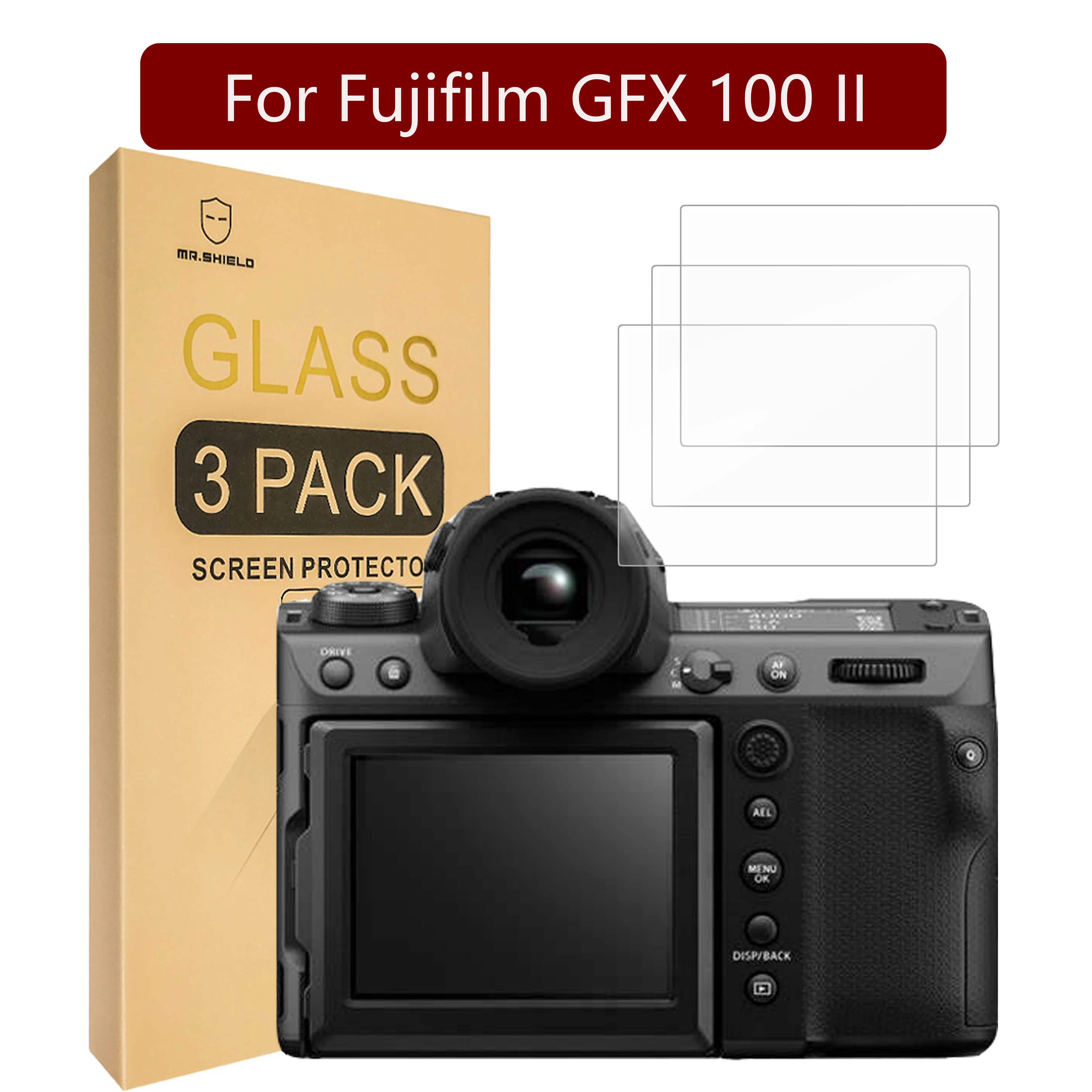 Mr.Shield Screen Protector compatible with Fujifilm GFX 100 II [Tempered Glass] [3-PACK] [Japan Glass with 9H Hardness]