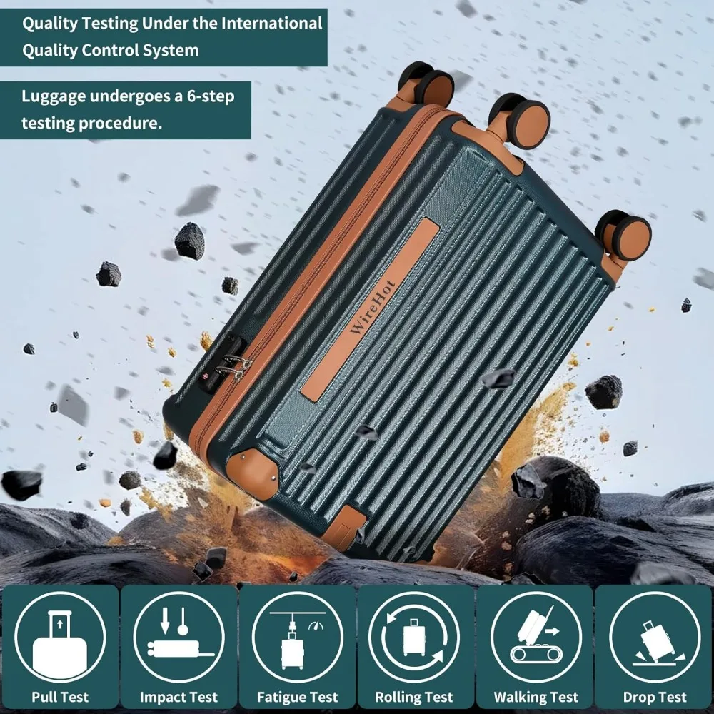 Juego de equipaje de mano aprobado por aerolínea de estilo vintage con mochila, maleta rígida ABS + PC de 20 pulgadas, pequeña maleta de viaje retro